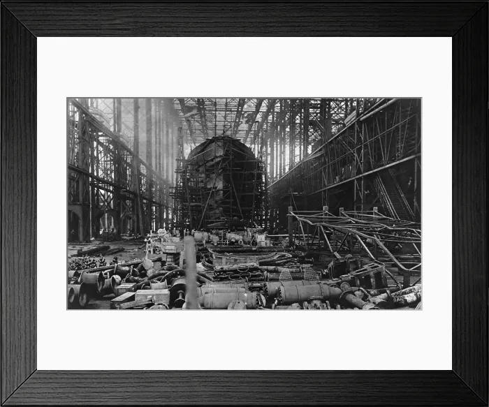 Framed Print : Destroyer on stock in a navy ship-building yard Framed Print : Destroyer on stock in a navy ship-building yard