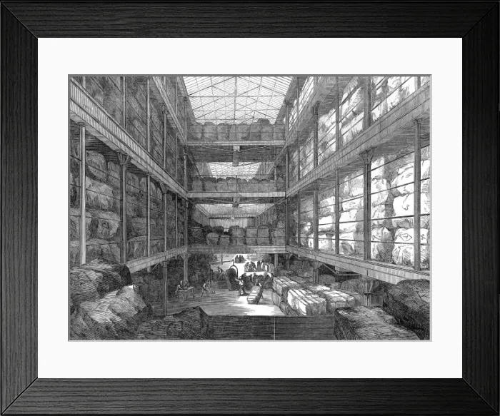 Framed Print : The Great Wool-floor at the London Docks Framed Print : The Great Wool-floor at the London Docks