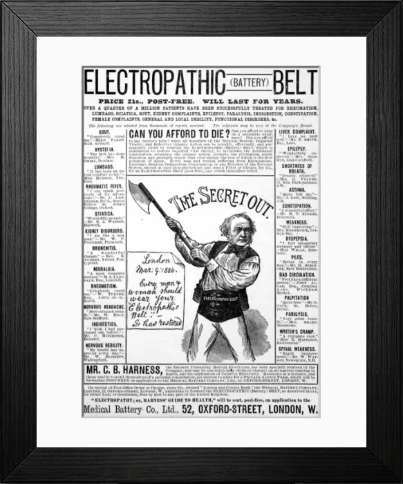 Framed Print : Gladstone wearing an electropathic belt Framed Print : Gladstone wearing an electropathic belt