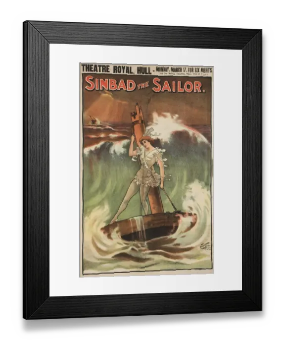 Framed Print : Sinbad the Sailor theatre poster Framed Print : Sinbad the Sailor theatre poster