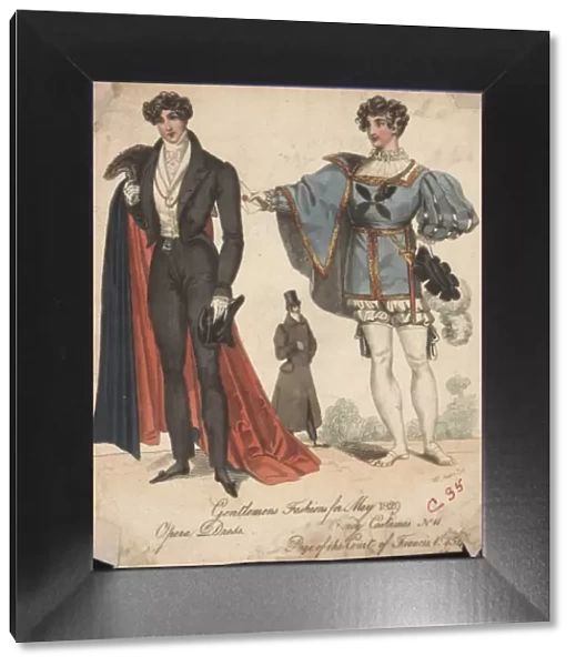 Men. Early 19th century fashion plate showing two designs for men