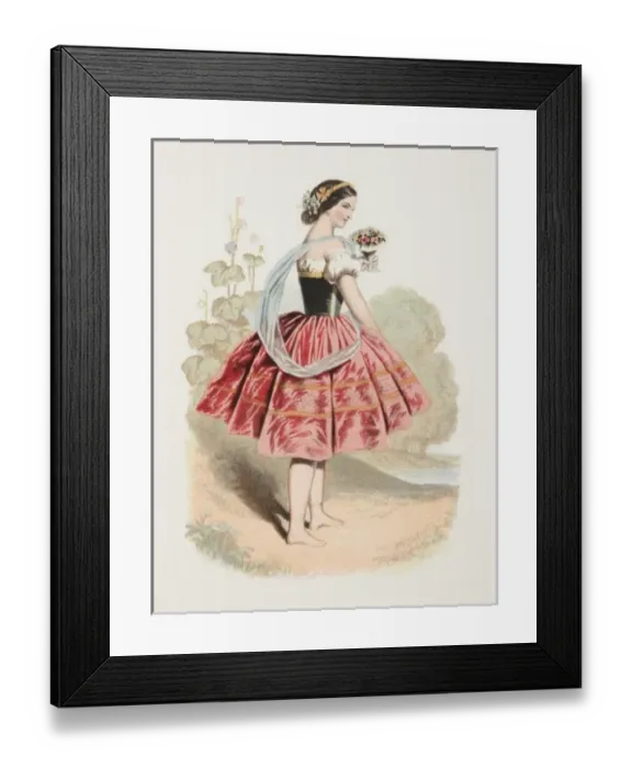 Framed Print : Ballerina. A ballerina poses wearing a folk costume and carrying a small posy of flowers Framed Print : Ballerina. A ballerina poses wearing a folk costume and carrying a small posy of flowers