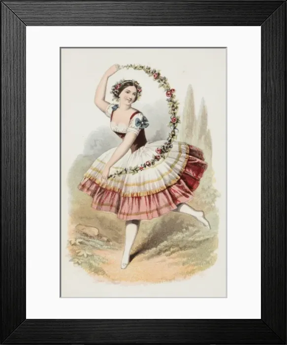 Framed Print : Ballerina. A happy looking ballerina dances in a folk-inspired costume Framed Print : Ballerina. A happy looking ballerina dances in a folk-inspired costume