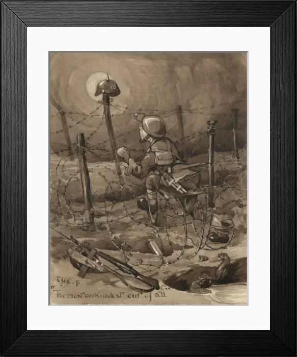Framed Print : Soldier in Barbed Wire
