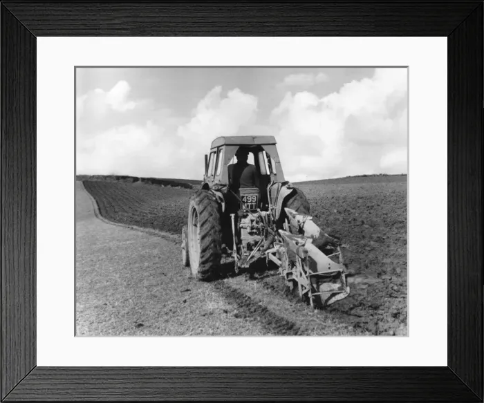 Framed Print : Tractor Pulling a Plough Framed Print : Tractor Pulling a Plough