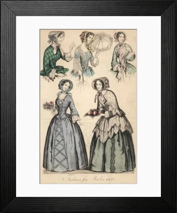 Framed Print : October 1850 Fashions Framed Print : October 1850 Fashions