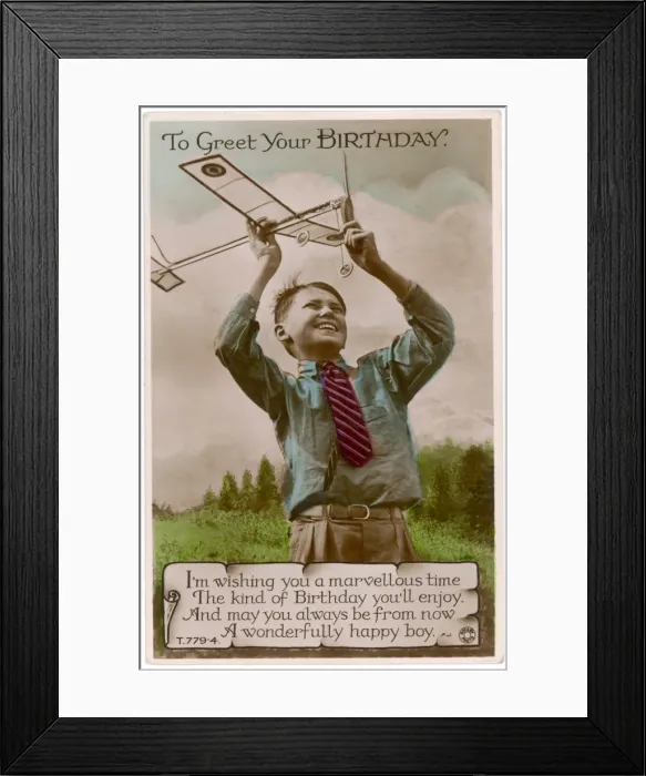 Framed Print : 1930S Toy Plane & Boy Framed Print : 1930S Toy Plane & Boy