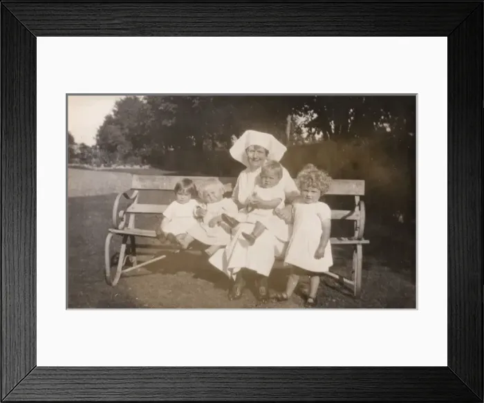 Framed Print : Nanny with Four Kids Framed Print : Nanny with Four Kids