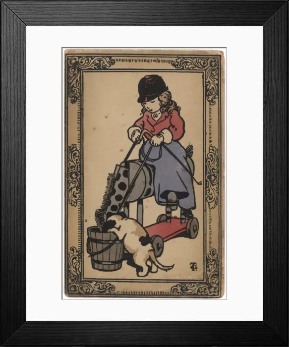 Framed Print : Girl, Puppy, Rocking Horse Framed Print : Girl, Puppy, Rocking Horse
