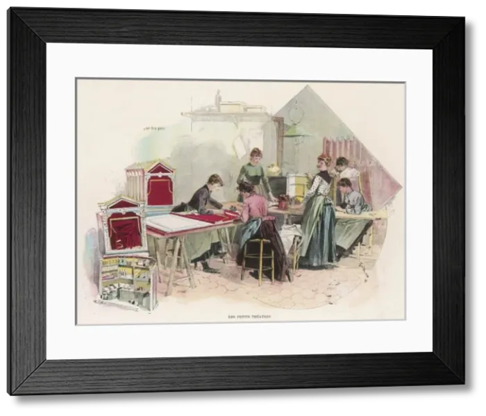 Framed Print : Making Toy Theatres 1890