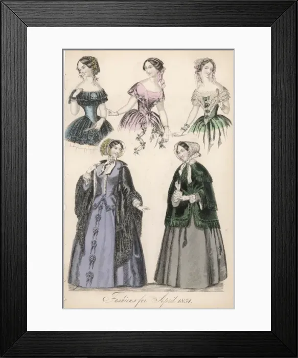 Framed Print : Fashions for April 1851 Framed Print : Fashions for April 1851
