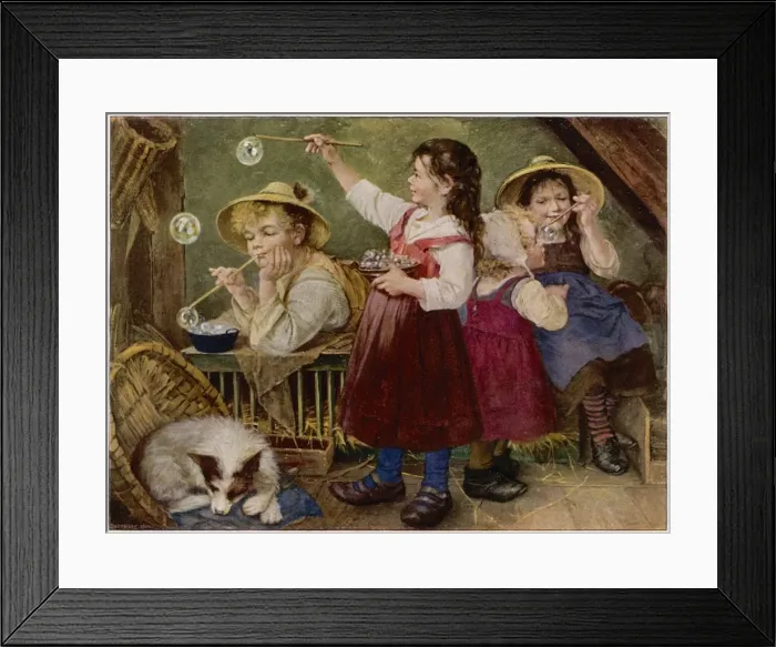Framed Print : Children Blowing Bubbles Framed Print : Children Blowing Bubbles