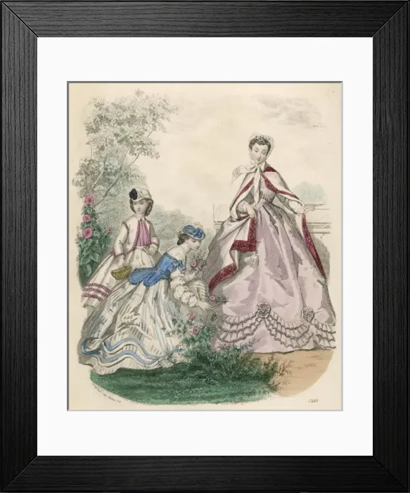 Framed Print : Ladies & Girl 1865 Framed Print : Ladies & Girl 1865