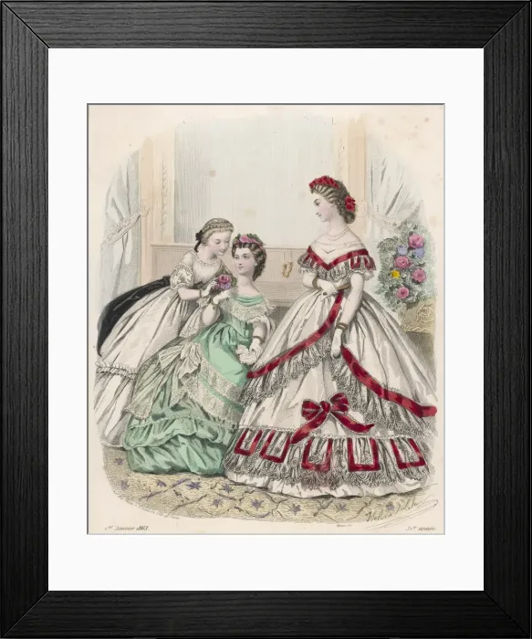 Framed Print : Red & White Dress 1863 Framed Print : Red & White Dress 1863