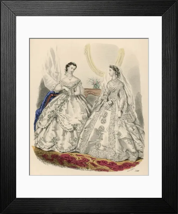 Framed Print : Ball / Evening Dress 1865 Framed Print : Ball / Evening Dress 1865