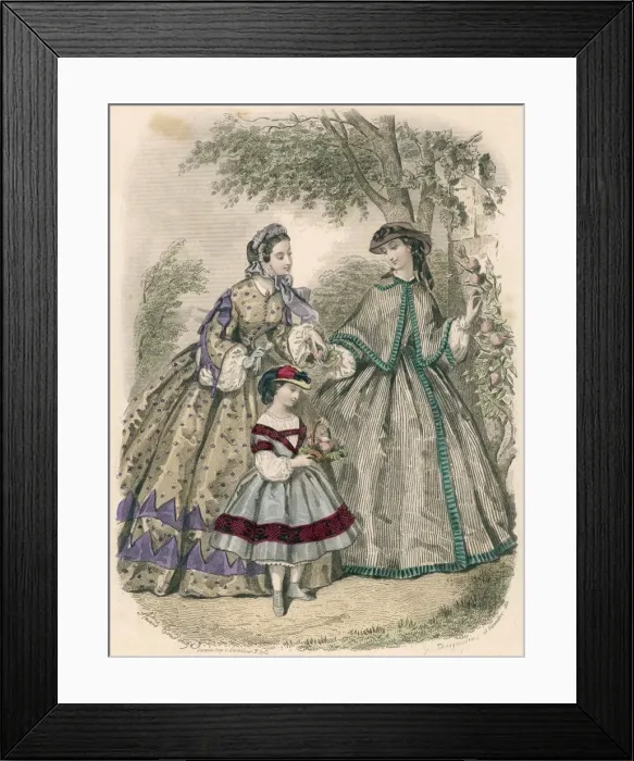 Framed Print : Striped Dress 1861 Framed Print : Striped Dress 1861