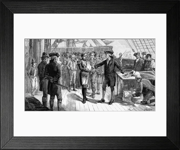 Framed Print : Distributing money to the French prisoners of war at Portsmo Framed Print : Distributing money to the French prisoners of war at Portsmo
