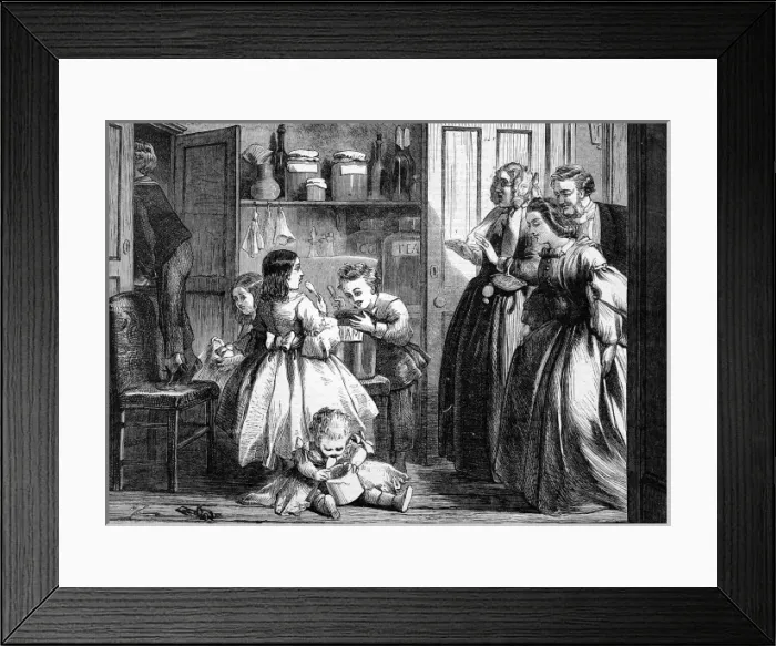 Framed Print : Caught. Children discovered in a larder or pantry by their parents Framed Print : Caught. Children discovered in a larder or pantry by their parents