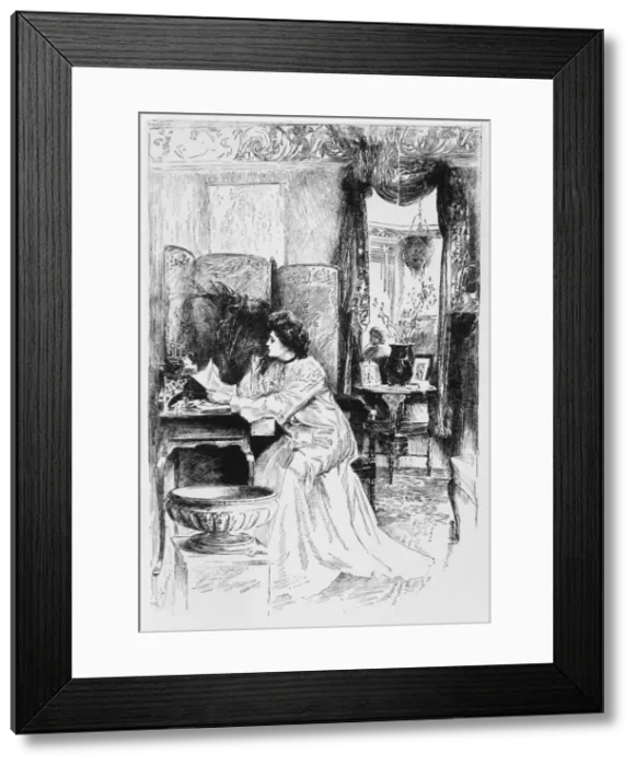 Framed Print : Society Woman & Letter Framed Print : Society Woman & Letter