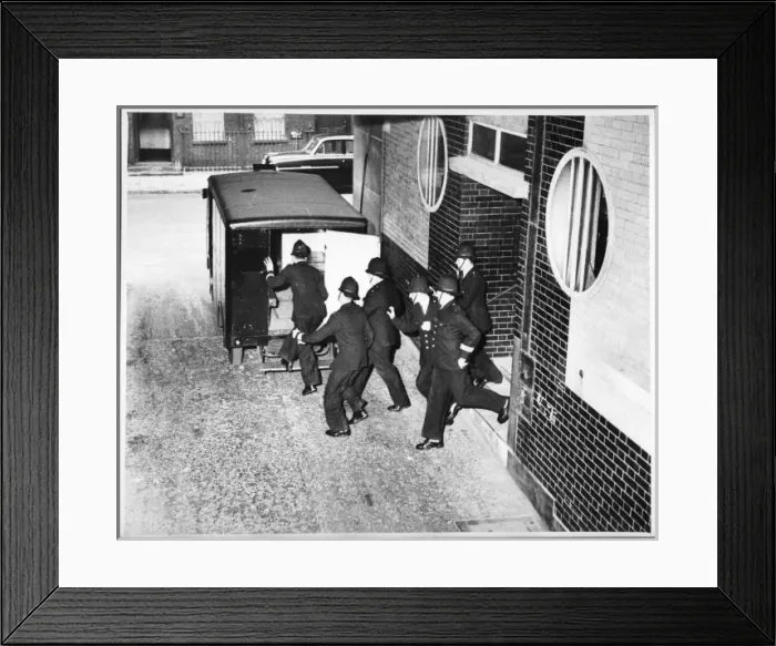 Framed Print : Police Running to Van Framed Print : Police Running to Van