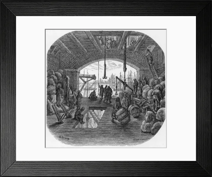 Framed Print : Dore / Warehouse by River Framed Print : Dore / Warehouse by River