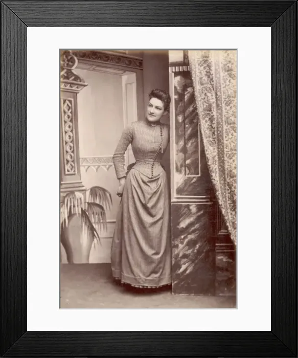 Framed Print : Photo / Stripe Dress 1880S Framed Print : Photo / Stripe Dress 1880S