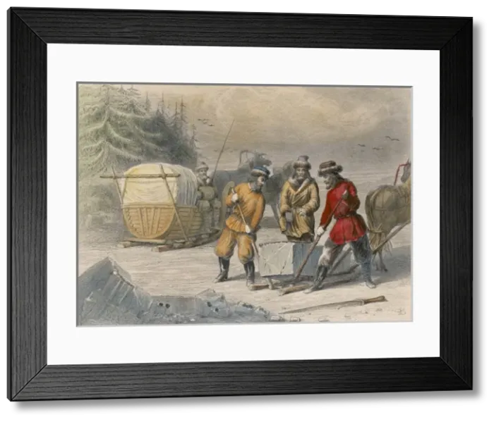 Framed Print : Ice Cutting, Russia Framed Print : Ice Cutting, Russia