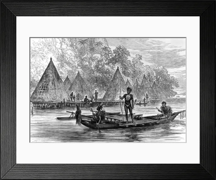 Framed Print : Village in Humboldt Bay, New Guinea, 1875 Framed Print : Village in Humboldt Bay, New Guinea, 1875