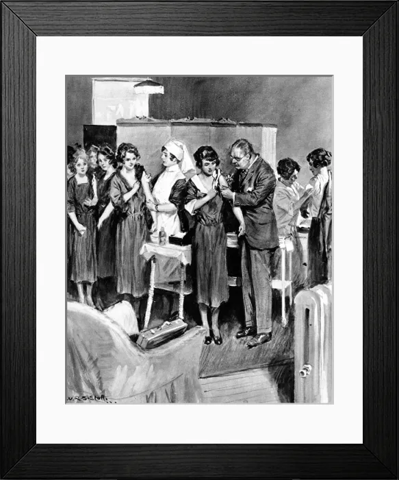 Framed Print : Queuing for vaccinations Framed Print : Queuing for vaccinations