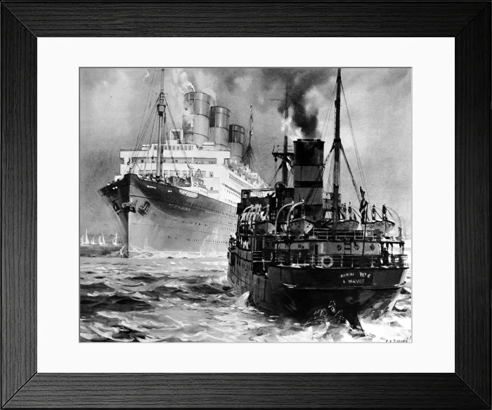 Framed Print : Merchant Steamer and a Passenger Liner in the Brambles Chann Framed Print : Merchant Steamer and a Passenger Liner in the Brambles Chann