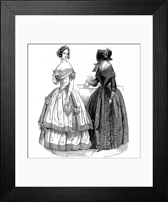 Framed Print : Fashions for February, 1844 Framed Print : Fashions for February, 1844