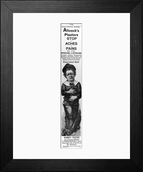 Framed Print : Advertisement for Allcocks Plasters Framed Print : Advertisement for Allcocks Plasters