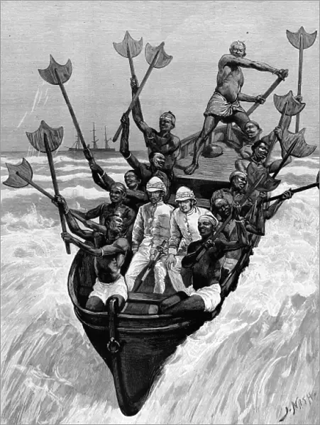 Landing in a Surf-boat at Accra, Ghana, 1891