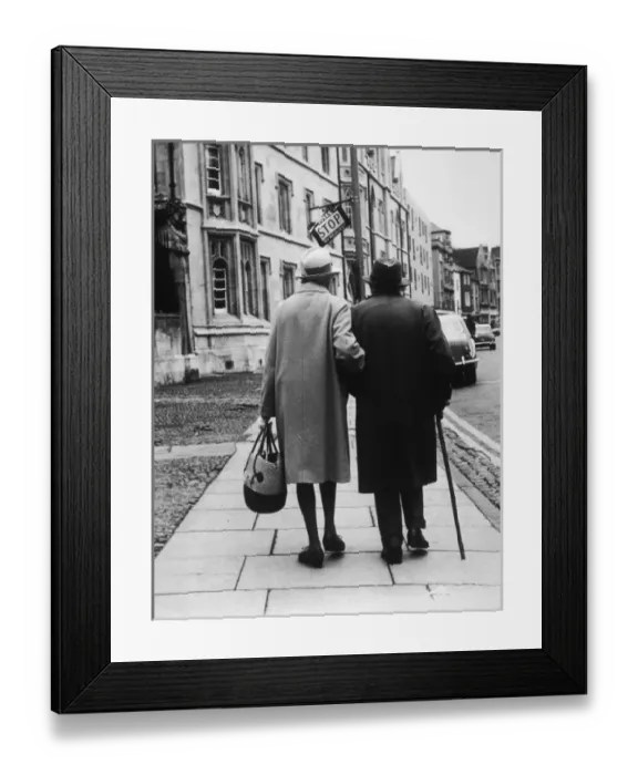 Framed Print : Elderly Couple Walking Framed Print : Elderly Couple Walking