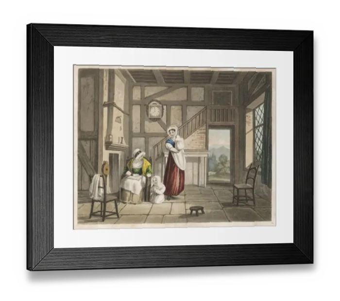 Framed Print : Family / Cottage home 1840 Framed Print : Family / Cottage home 1840