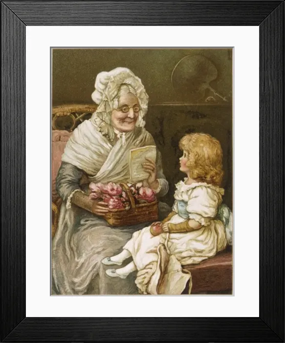 Framed Print : Grandmother / Flowers 1890 Framed Print : Grandmother / Flowers 1890