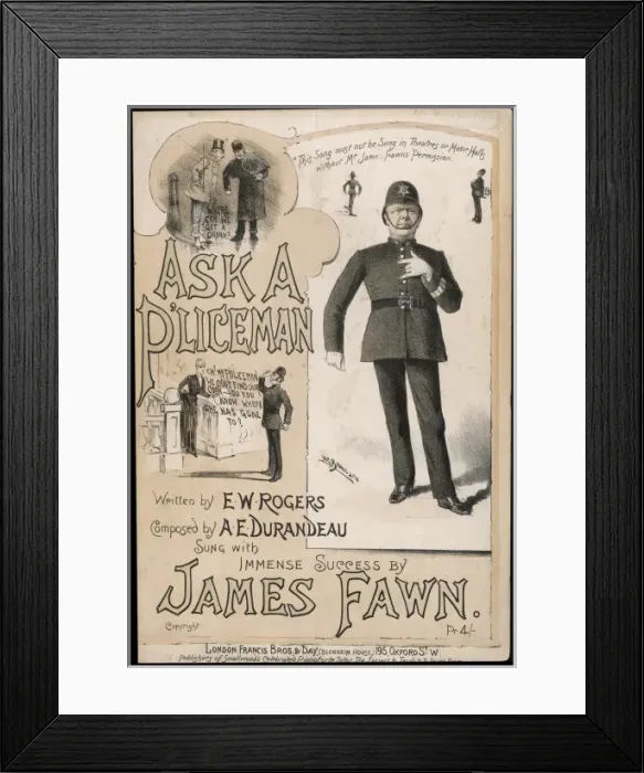 Framed Print : A Policeman / Music Sheet Framed Print : A Policeman / Music Sheet
