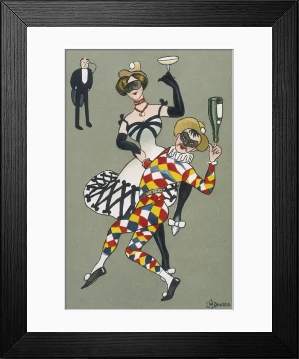 Framed Print : Masquerade Couple 20C Framed Print : Masquerade Couple 20C