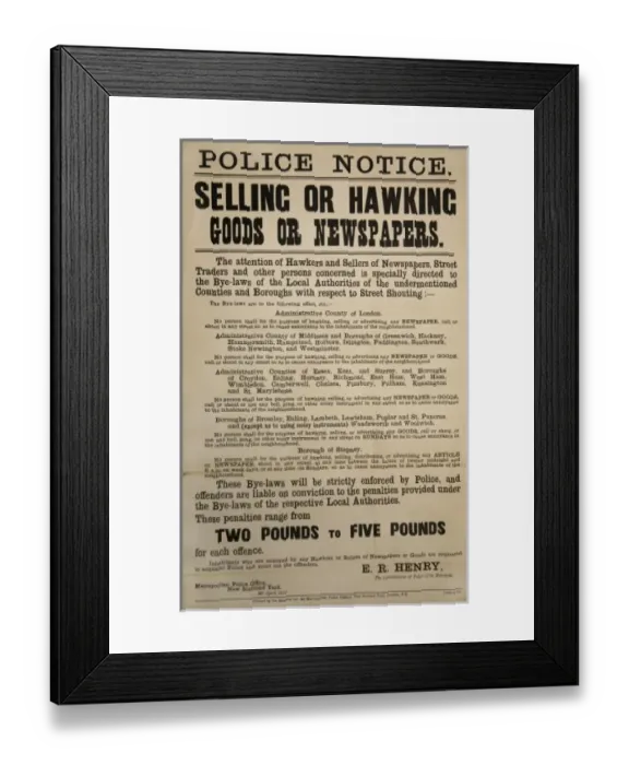 Framed Print : No Hawking Notice Framed Print : No Hawking Notice