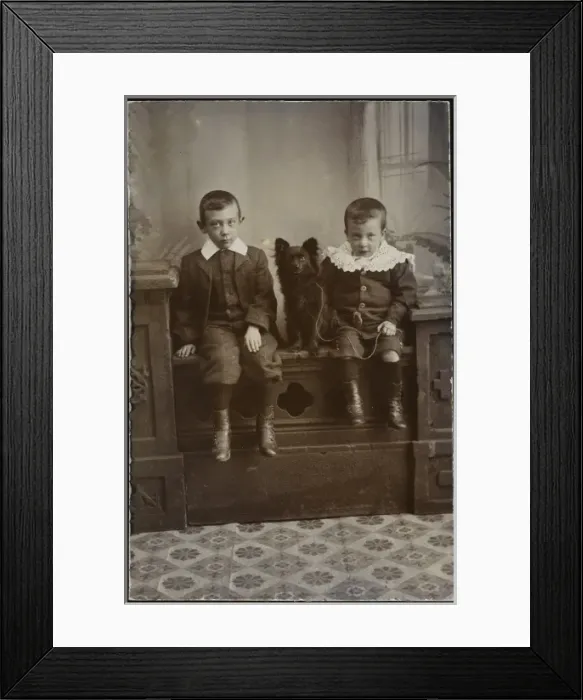 Framed Print : Brothers and Pet Dog Framed Print : Brothers and Pet Dog