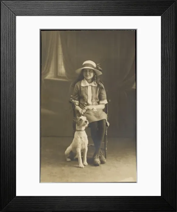 Framed Print : Young Girl and Dog Framed Print : Young Girl and Dog