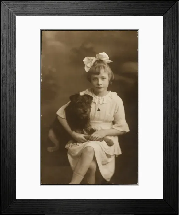 Framed Print : Young Girl and Pet Dog Framed Print : Young Girl and Pet Dog
