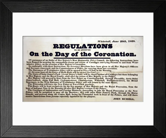 Framed Print : Coronation Regulations Framed Print : Coronation Regulations