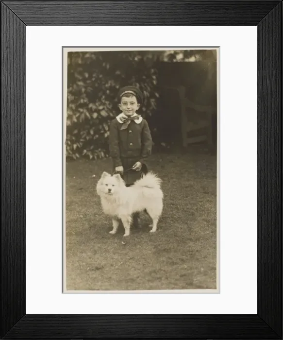 Framed Print : Little Boy and Pet Dog Framed Print : Little Boy and Pet Dog