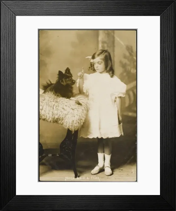 Framed Print : Little Girl and Pet Dog Framed Print : Little Girl and Pet Dog