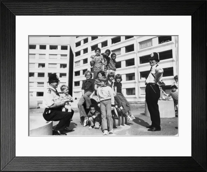 Framed Print : Police with Children Framed Print : Police with Children