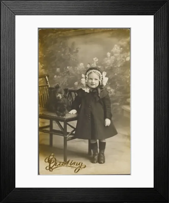 Framed Print : Little Girl and Pet Dog Framed Print : Little Girl and Pet Dog