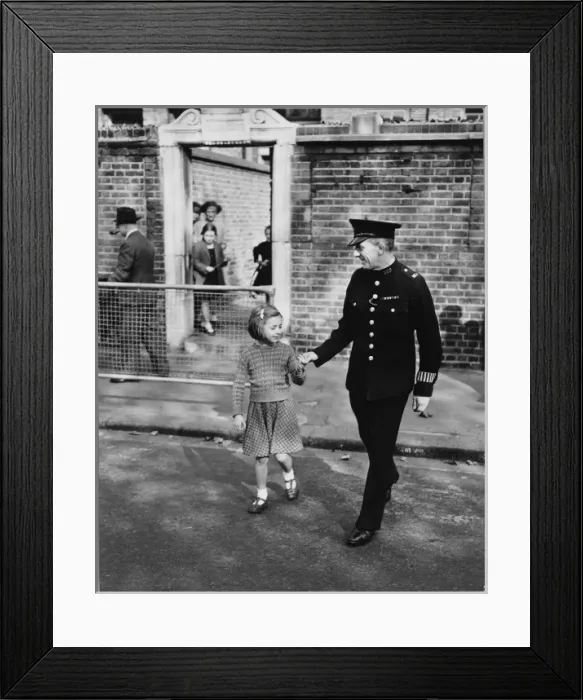 Framed Print : Police Officer and Child Framed Print : Police Officer and Child