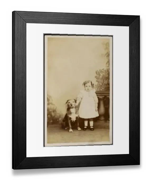 Framed Print : Little Girl and Pet Dog Framed Print : Little Girl and Pet Dog