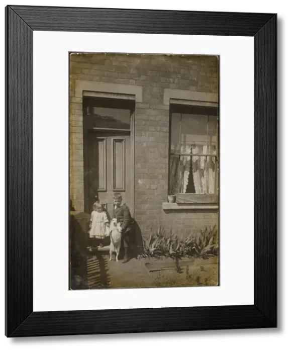 Framed Print : Children with Pet Dog Framed Print : Children with Pet Dog